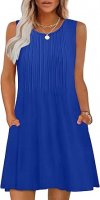 OFEEFAN Summer Dresses for Women 2025 Loose Beach Vacation Casual Crew Neck Sleeveless Sundresses with Pockets Tank Dress